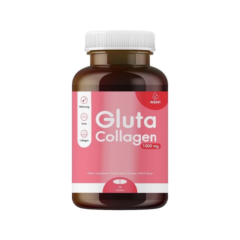 กลูต้า INZENT GIUTA Collagen 1000 MG แอลกลูต้าพลัสคอลลาเจน 30 เม็ด