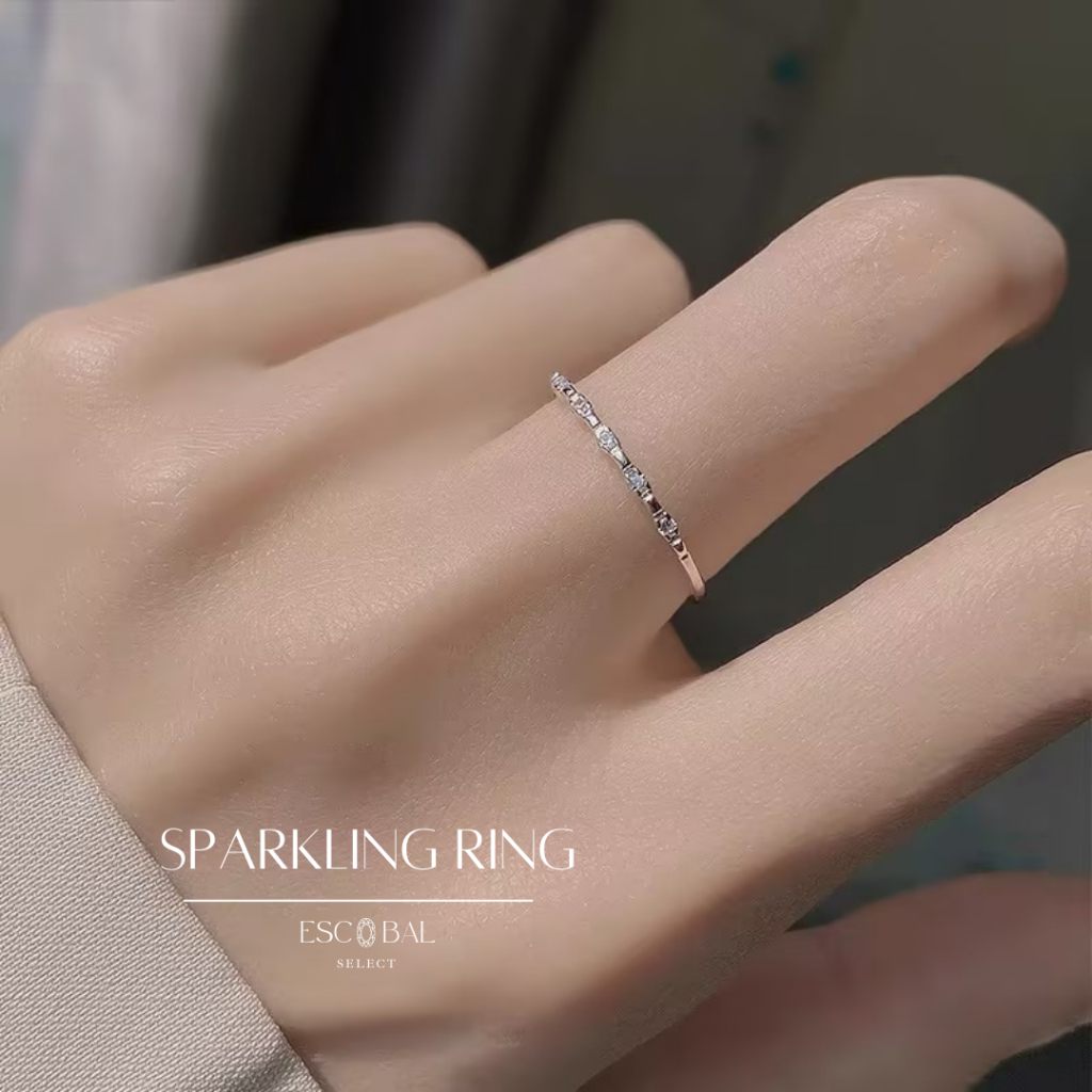 ESCOBAL แหวนเงินแท้ Sparkling Ring สไตล์ใหม่ ขายดีเพชรอัญมณีมงคล แหวนเพชร แหวนปรับขนาดได้ วาเลนไทน์
