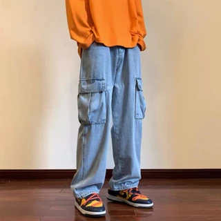 กางเกงคาร์โก้ ทรงกระบอก สุดเท่สไตล์วินเทจ หญิงใส่ได้ผู้ชายใส่ดี รุ่นใหม่พร้อมส่งค่ะ