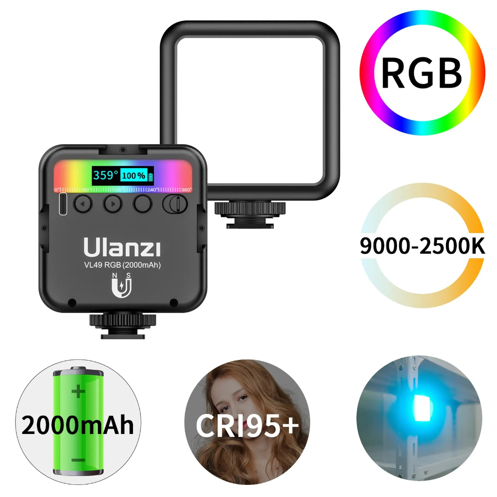 IanShop【รับประกัน10ปี】ไฟไฟถ่ายภาพและวิดีโอLED  W64RGB ไฟไลฟ์สดถ่ายภาพ พกพา ประสิทธิภาพแสงสูง เล็ก ข้างนอก มือถือ