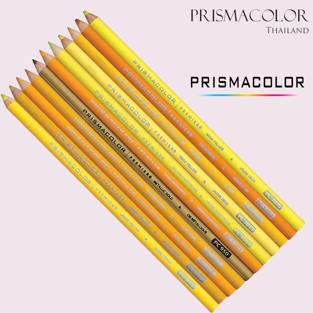 ดินสอสีไม้ กันน้ำ ระบายนุ่มลื่น Prismacolor Premier Soft Core จำหน่ายแบบแยกแท่ง (กลุ่มสีเหลือง)