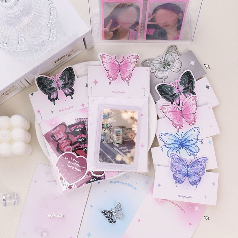 พร้อมส่ง!ชุดกระดาษแพคการ์ด 1เซต ลายผีเสื้อ มีหลายสีให้เลือก สวยมาก