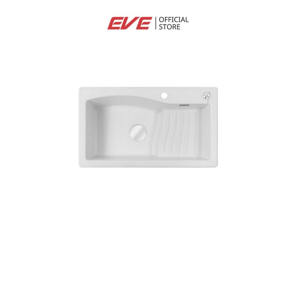 EVE ซิงค์ล้างจาน 1 หลุม หินแกรนิตสังเคราะห์ รุ่น WAVE 855/495 WHITE