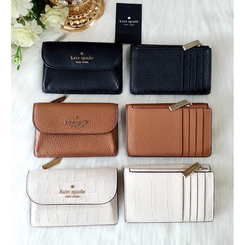 ✅🎀(สด-ผ่อน) KA574 KE627 แคท สเปด SP♠️DE Dumpling Small Flap Card Holder