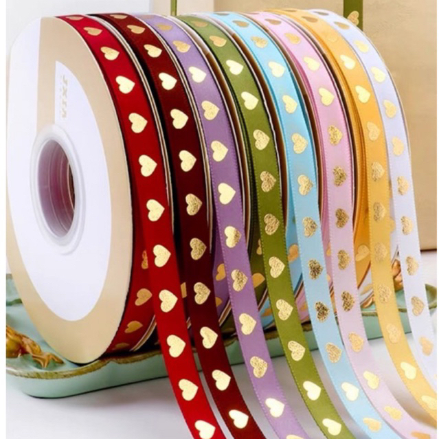 ริ้บบิ้นหัวใจสีทอง โบว์วาเลนไทน์