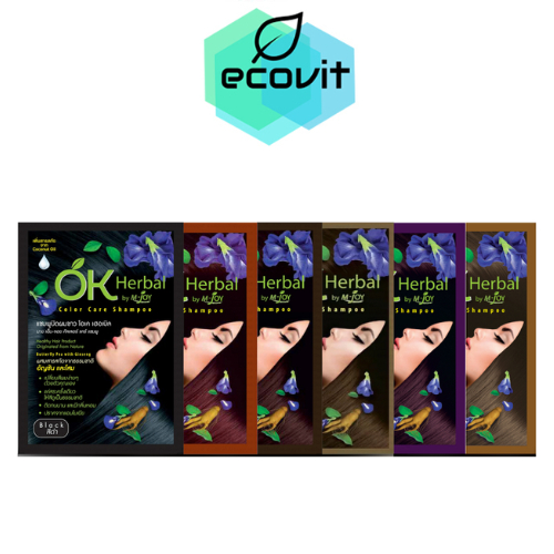 OK Herbal แชมพูย้อมผม แชมพูปิดผมขาว (มี 6 สี)