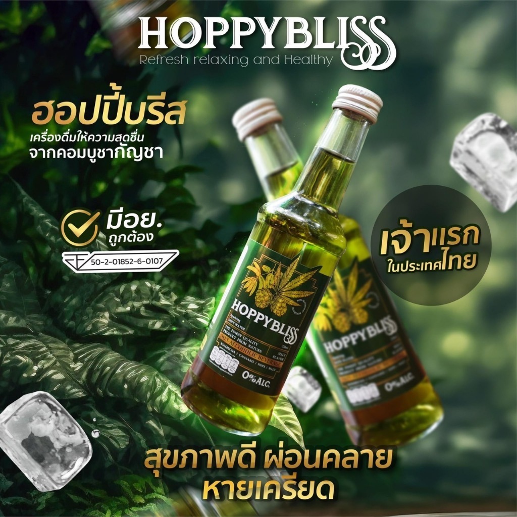 Hoppybliss-ฮอปปี้บรีส คอมบูชา Sparkling อร่อย ดื่มง่าย คลายเครียด