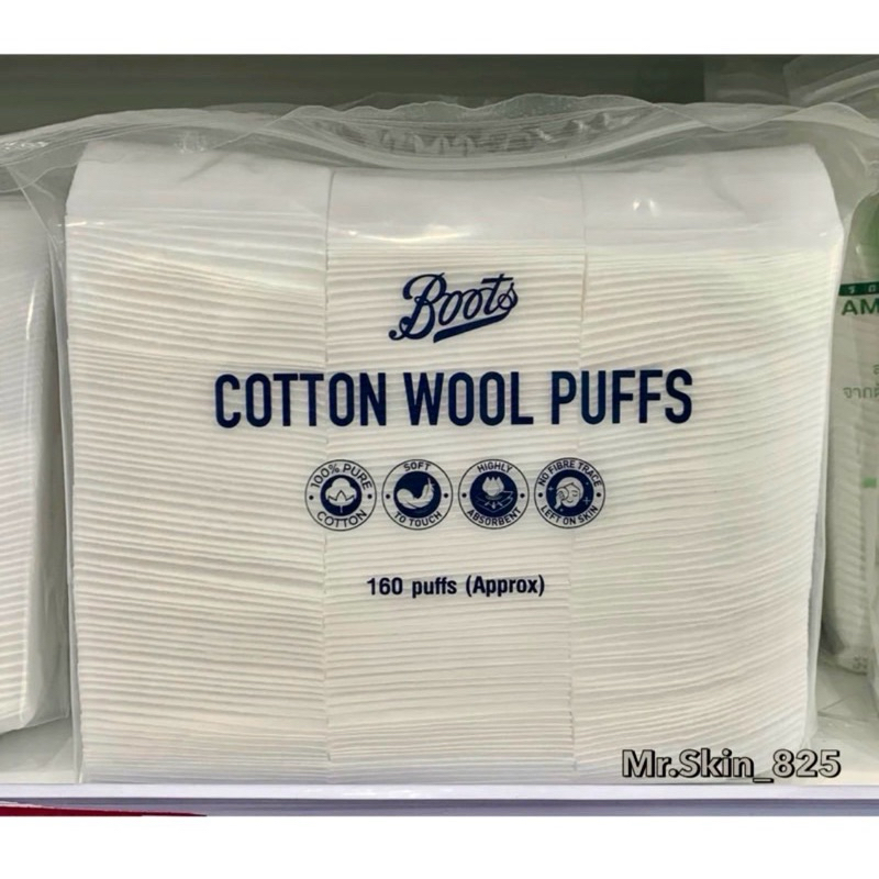 พร้อมส่ง🎊สำลีเช็ดเครื่องสำอาง Boots cotton wool puffs สำลีแผ่นรีดขอบ 160 แผ่น