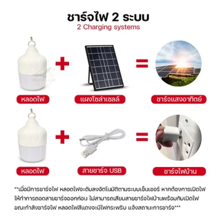 หลอดไฟโซล่าเซลล์ พลังงานแสงอาทิตย์ แสงขาว/ส้ม/แดง Solar Light Bulb LED ไล่ยุง ไฟโซล่าเซลล์