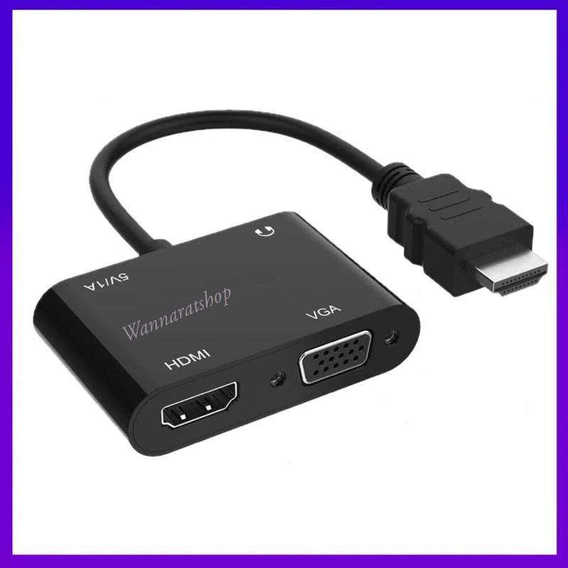 HDMI To HDMI + VGA Splitter 3.5mm Audio Video Converter Adapter For Laptop PC TV