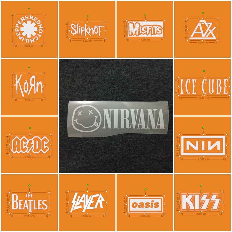 ตัวรีด สะท้อนแสงสีเงิน งานวง Nirvana AC/DC Kiss Sons Metallica Korn A7X วงอื่นๆ รีดได้ทุกเนื้อผ้า