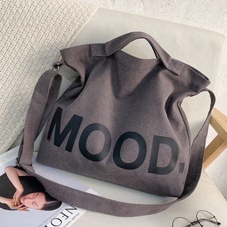กระเป๋าสะพายข้างผ้าแคนวาส กระเป๋าทรงMessengerสะพายไหล่ แฟชั่นวินเทจ รุ่นMOOD