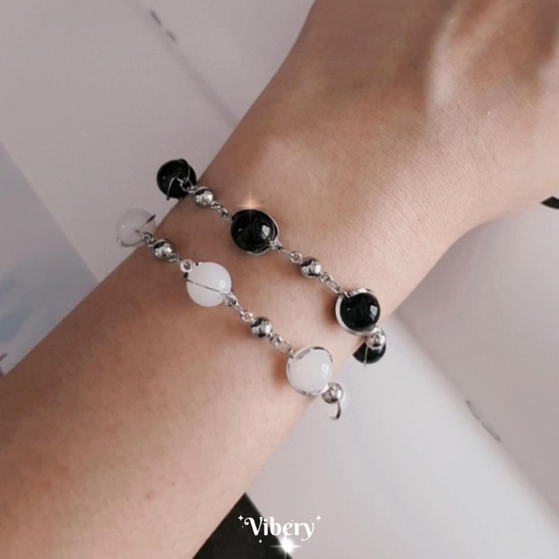 Vibery กำไลแสตนเลสแท้ ไม่ลอกไม่ดำ ประดับคริสตัล