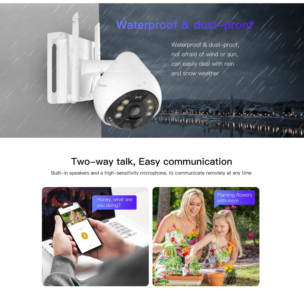 VSTARCAM CB69 WiFi SUPER HD 1296P 3MP กล้องวงจรปิดไร้สาย มีแผงโซล่าเซลล์+แบตเตอรี่ในตัว Ai + ตรวจจับ