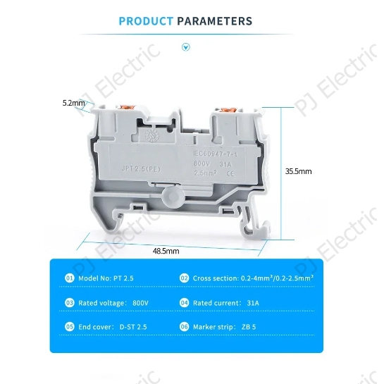 5 ชิ้น เทอร์มินอล เทอร์มินอลบล็อก เทอร์มินอลบล็อกใช้กับรางปีกนก รางรีเลย์ รางเทอร์มินอล DIN Rail