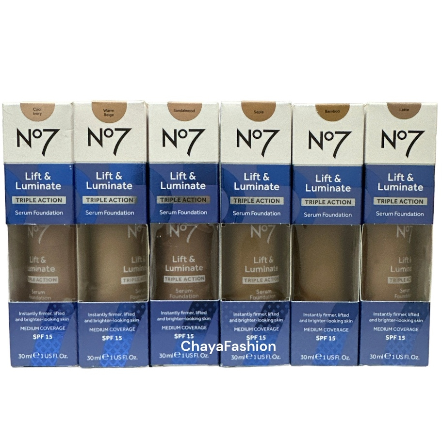 *SALE* No7 นัมเบอร์เซเว่น ลิฟท์ แอนด์ ลูมิเนท ทริปเปิ้ล แอคชั่น ซีรั่ม ฟาวน์เดชั่น เอสพีเอฟ15 30มล.*รายละเอียดด้านใน*