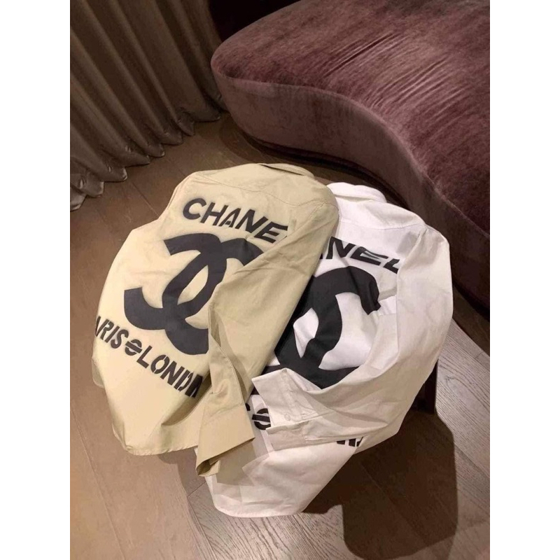 เสื้อเชิ้ตสกรีนหน้าหลัง cc แขนยาว ใส่ได้ทั้งหญิงชาย