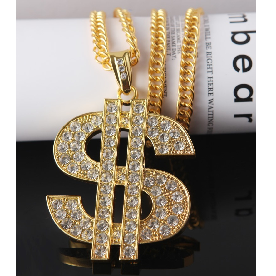สร้อยคอทองคนรวย Dollar $ ทองฮิปฮอป Hip-hop แฟชั่น props เครื่องประดับ พร้อมส่ง fake necklace พร็อพ thug life ราคา ถูกที่สุด ดีลบีเคเค รูปภาพหลัก