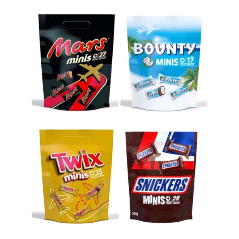 ช็อคโกแลต Bounty/Snickers Minis ช็อคโกแลตมินิ ห่อใหญ่500กรัม มีให้เลือก2รสชาติ