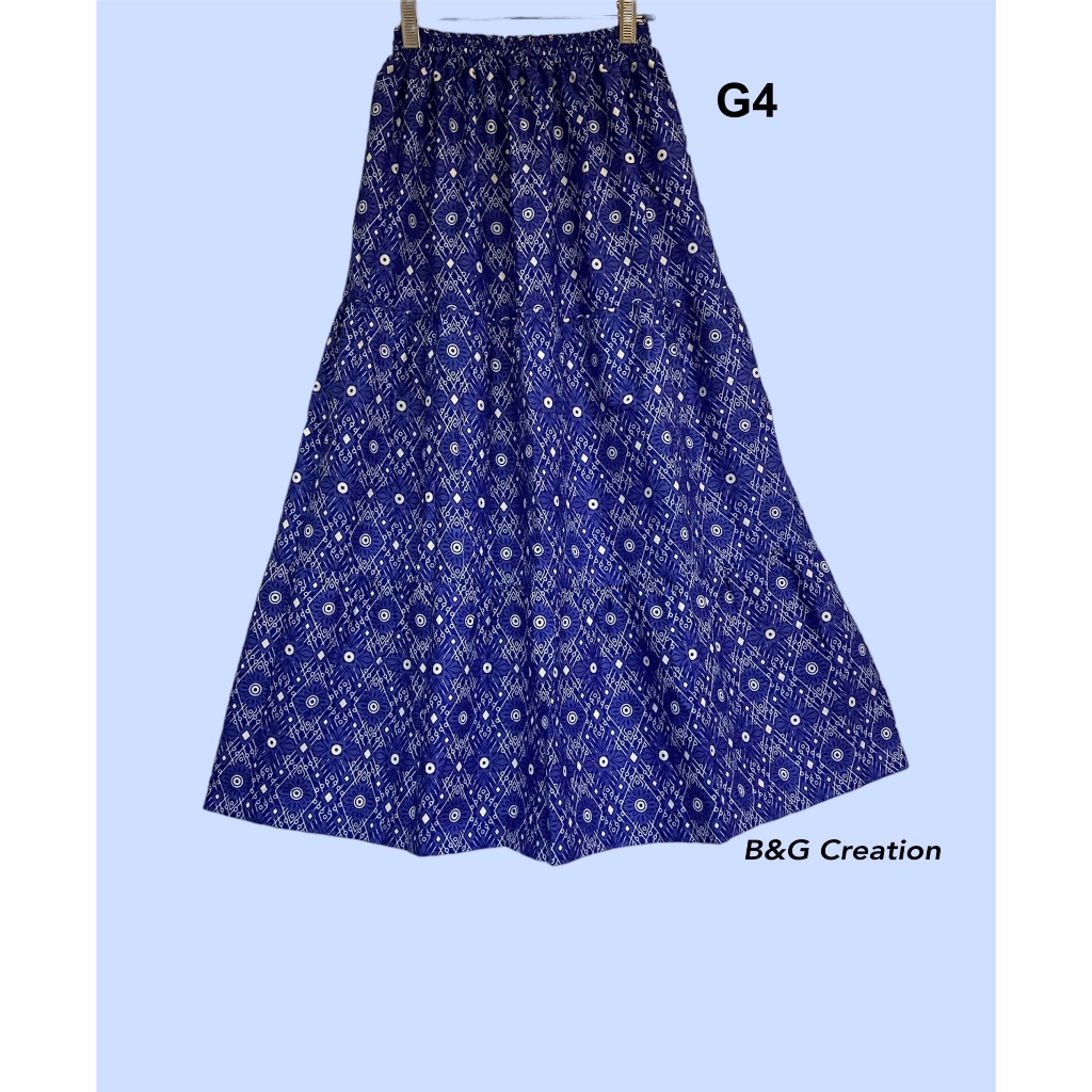 💥สินค้าใหม่ ร้านB&G Creationกระโปรงยาวจีบรูด3ชั้นผ้าคอตตอน ลายกราฟฟิก
