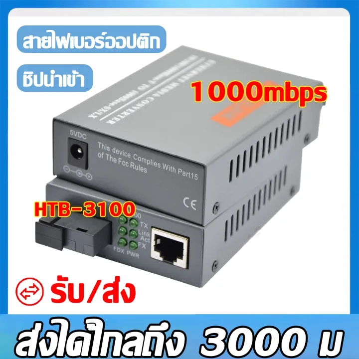 （1 คู่）NetLINK Media Converter HTB-3100 (A+B) Fiber Optic 20KM 100 MBPS Single-mode Single-fiber WDM
