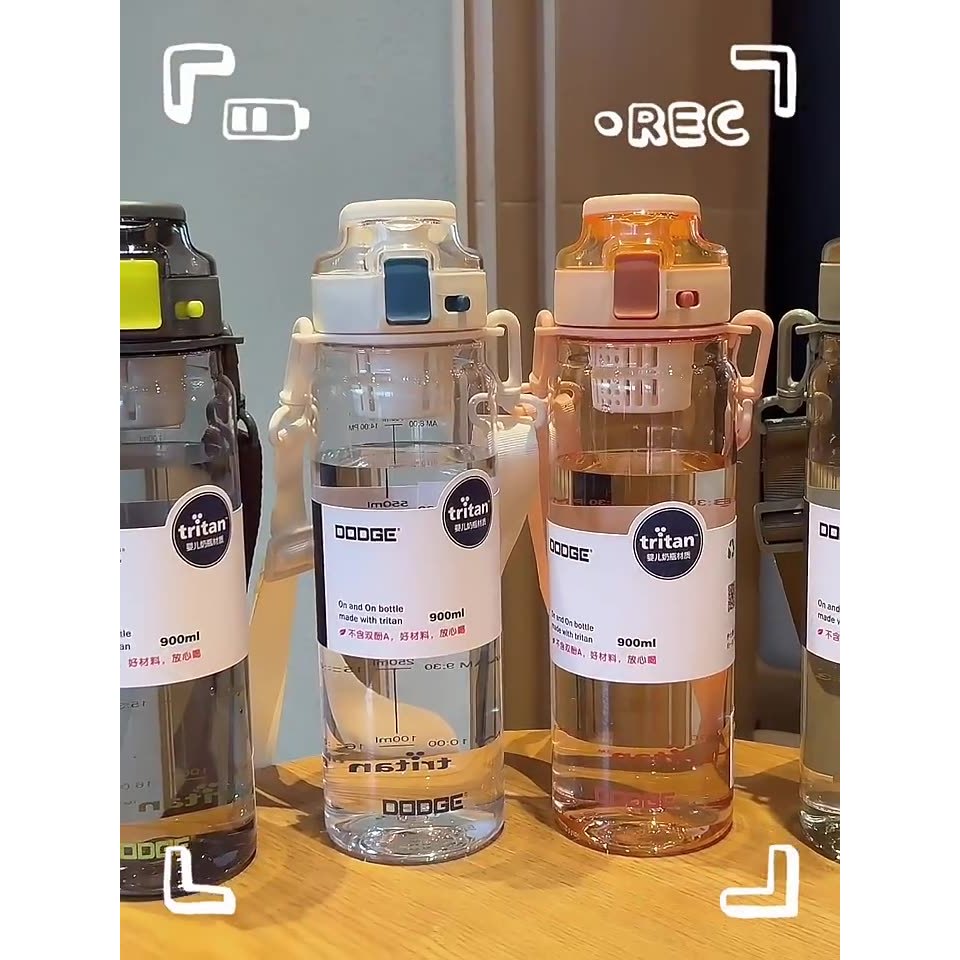 กระบอกน้ำ DODGE  วัสดุ Tritan พร้อมสเกลการดื่มน้ำ มีสายสะพาย