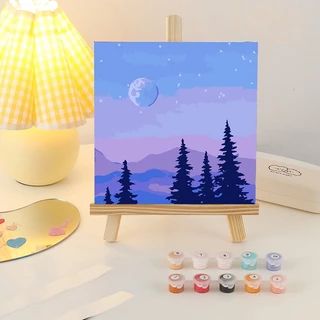 ระบายสีตามตัวเลข DiY Christmas ภาพวาดระบายสีตามตัวเลข ภาพวาดสีน้ำมันดิจิตอลใส่กรอบ20X20ซม ของขวัญ DIYดภาพวาดตกแต่งผน