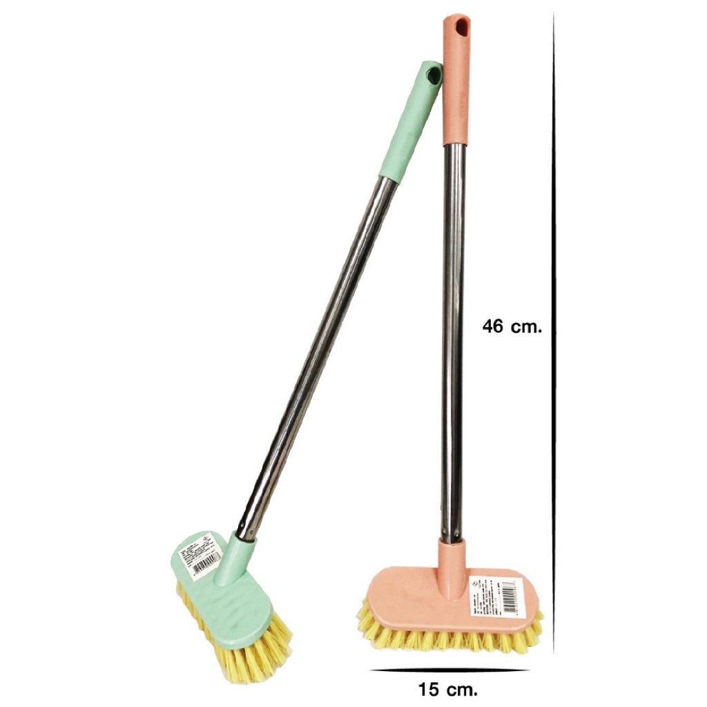 แปรงขัดห้องน้ำ ยาว 46cm (คละสี) Queenfish QF-H96 ด้ามสแตนเลส แปรงขัดพื้น mob duster ด้ามขัดห้องน้ำราคาถูก ไม้ปัดฝุ่น