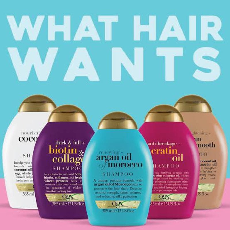 Ogx shampoo / conditioner  แชมพูสำหรับการบำรุงพิเศษ ทุกสูตร 380มล.