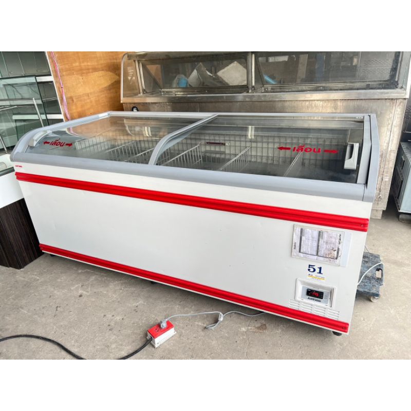 ตู้แช่แข็งแม็คโคร กระจกบานเลื่อนขนาด30คิว ยี่ห้อAHT ติดลบ-18ถึง-20องศา ขนาดยาว210กว้าง100สูง85cm