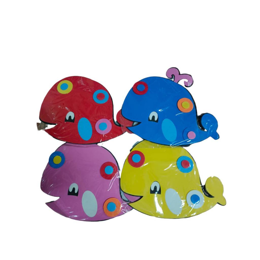 สื่อการสอน โฟมยางติดบอร์ดปลาวาฬ สุ่มสี ต่อชิ้น