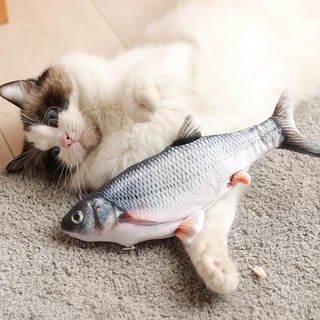 ตุ๊กตาแคทนิป ปลาดุ๊กด๊ก ของเล่นแมว แคทนิป ดิ้นได้ มีแบตเตอรี่ในตัว ฟรี สายชาร์จUSB ปลาแมวตุ๊กตาปลาของเล่นสัตว์เลี้ยง