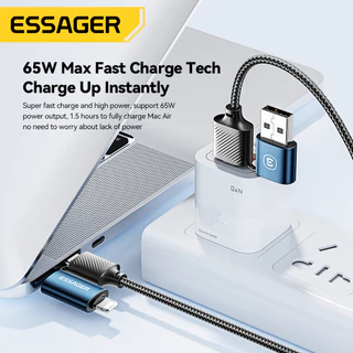 Essager 65W สายชาร์จเร็วแบบ4-In-1 Type-C C-C A-C สายเคเบิล สายชาร์จสำหรับ Xiaomi IP Huawei Realme