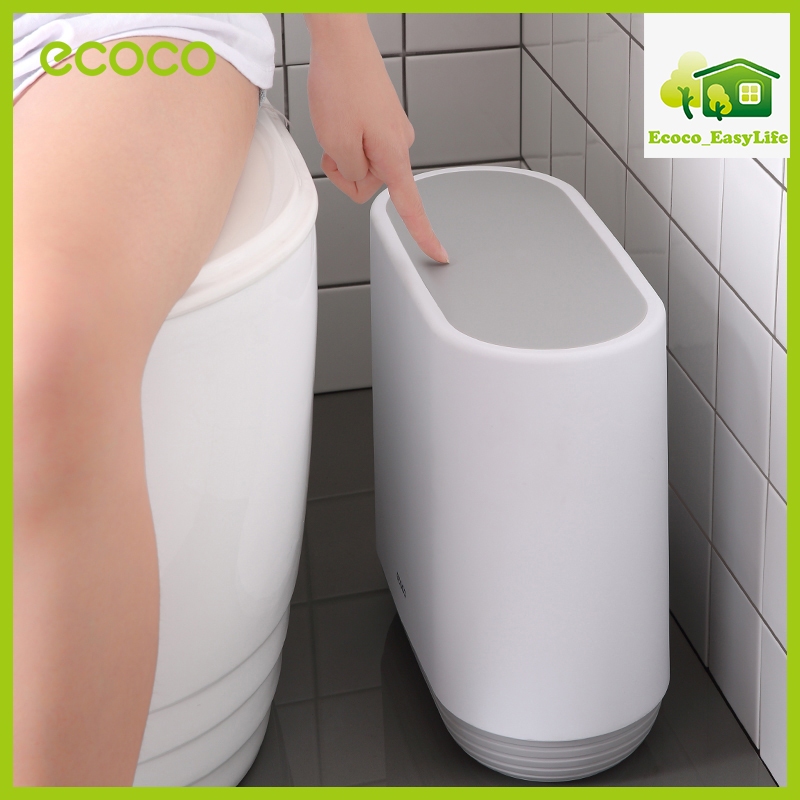 [พร้อมส่ง]ECOCO ถังขยะ 10 ลิตร ถังขยะในห้องน้ำ ในตัวสองชั้น เปิดเพียงคลิกเดียว ถุงขยะ