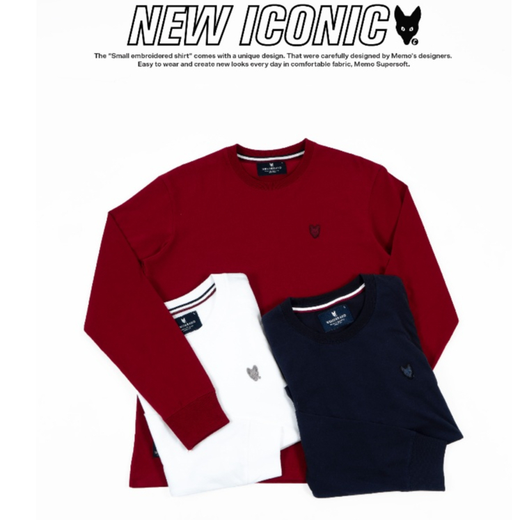 AEIOU แขนยาว Memo Supersoft Premium ปักเล็ก รุ่น New Iconic ลิขสิทธิ์แท้