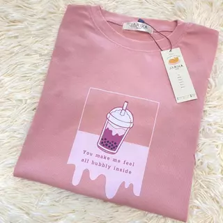 Jarika.shop - เสื้อยืด เสื้อยืดลายชาไข่มุก เค้ก ไอติม SWEET แขนสั้นแต่งลายน่ารักๆ ( ข83 )