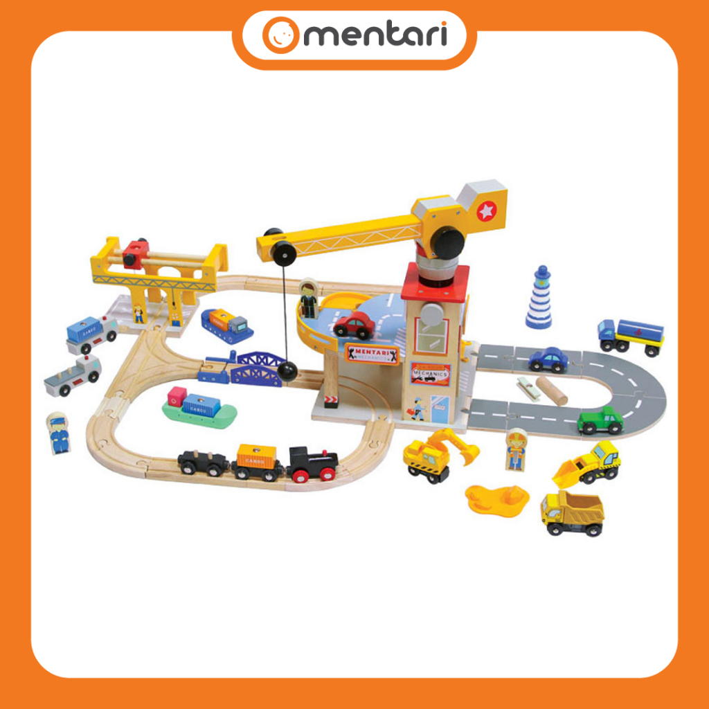 Mentari ของเล่นไม้ ชุดรถไฟใหญ่ 130 ชิ้น Wooden Train Set