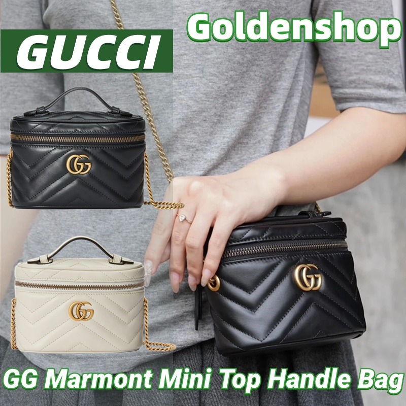 🍒กุชชี่ Gucci GG Marmont Mini Top Handle Bag กระเป๋าสะพายเดี่ยว🍒กระเป๋าสะพาย Gucci จริง สินค้าขายร้อ