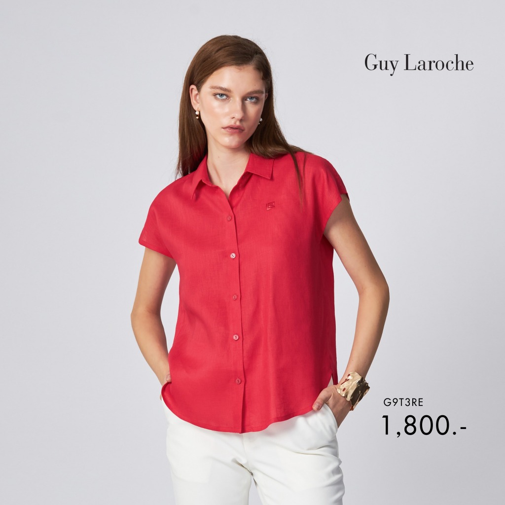 Guy Laroche เสื้อเชิ๊ต ผู้หญิง ไลท์ ลินิน แขนล้ำ สีแดง (G9T3RE)