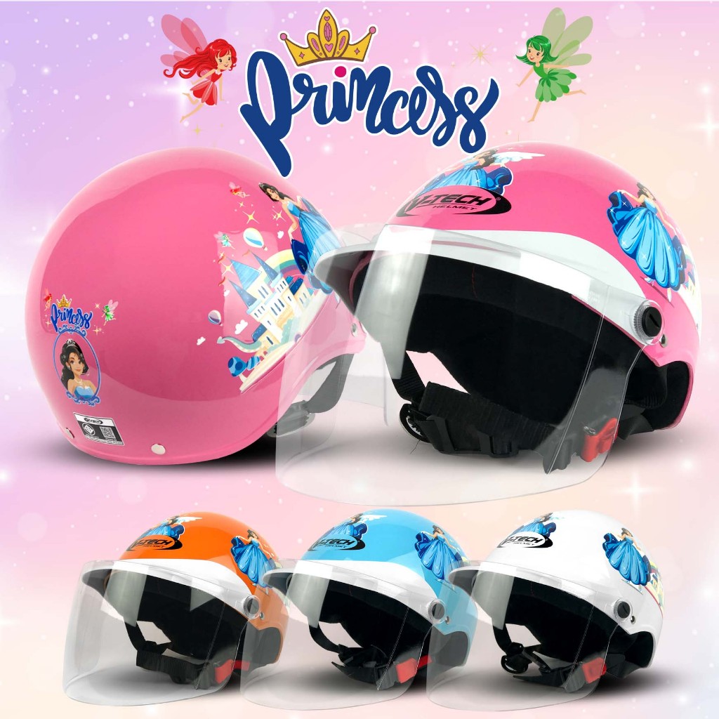 หมวกกันน็อคสำหรับ เด็กเล็ก V-TECH  MA 53-54 cm เลดี้ พริ้นซ์เซส Lady Princess  แถมฟรี!!!! กระจกนิรภั