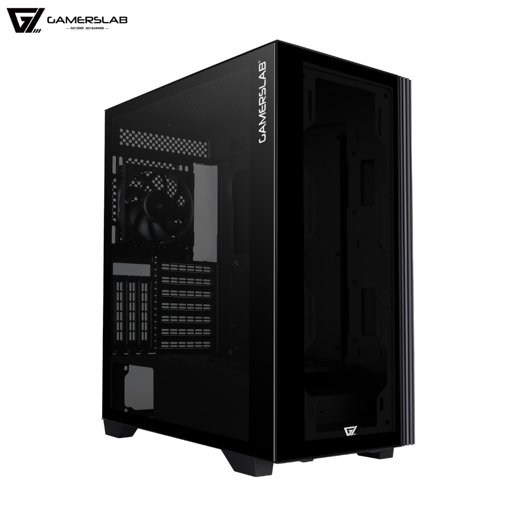 เคสคอมพิวเตอร์ Gamerslab Make In Black Series X361 ATX Chassis Gaming Computer Case with DS-12 3000R