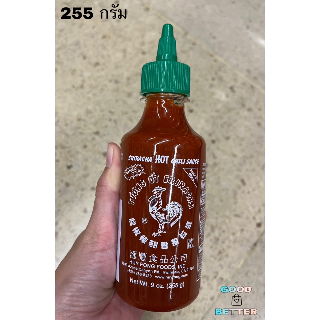 ฮุยฟงฟู้ดส์ ซอสพริกศรีราชา 266 มล. สินค้านำเข้าจากอเมริกา Huy Fong Food Sriracha Hot Chill Sauce 266