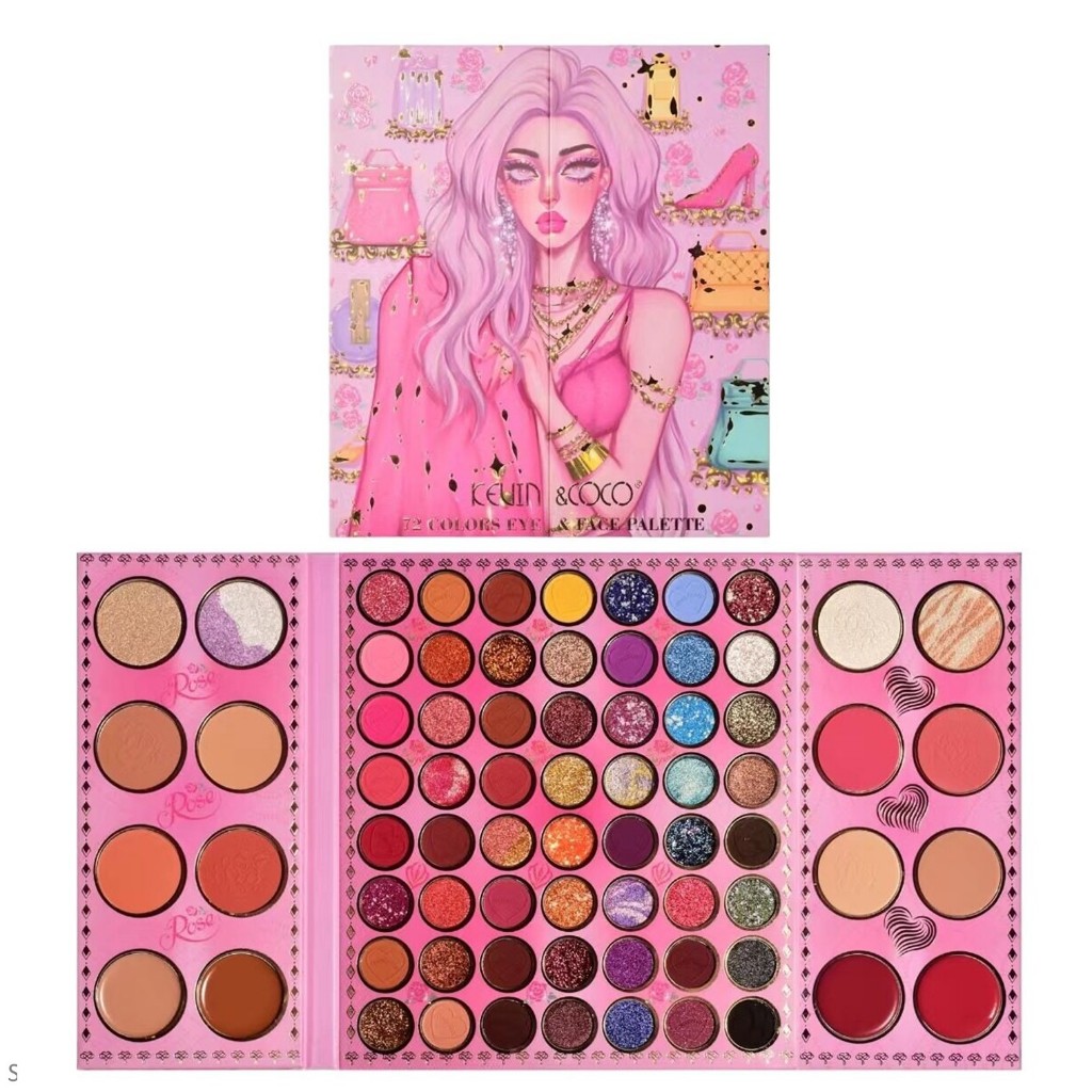 KEVIN&COCO 72 COLOR EYESHADOW PALETTE WITH DOUBLE LAYERS อายแชโดว์พาเลต 72 สีเนื้อไหมชิมเมอร์กลิตเตอ