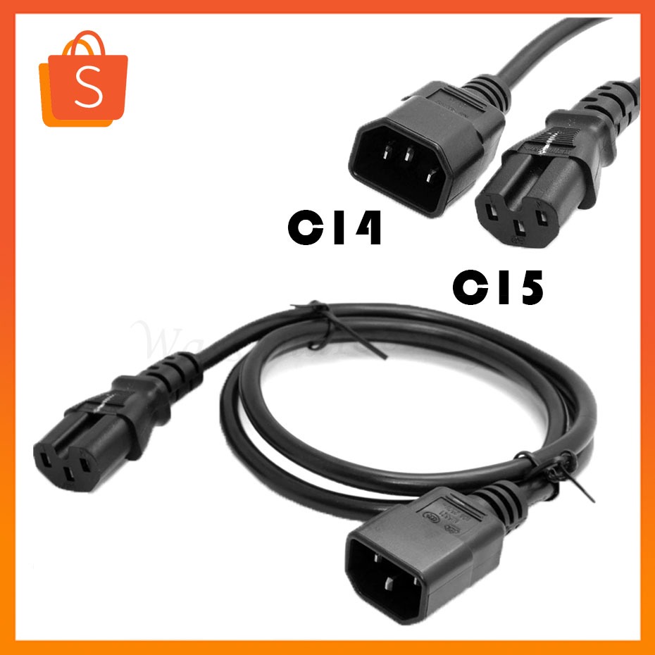 สายไฟ AC Power Cable  C14 Male to C15 Female Power Extension Cable ขนาดสาย 3x1mm/1.5mm ยาว 1.8 M /3M