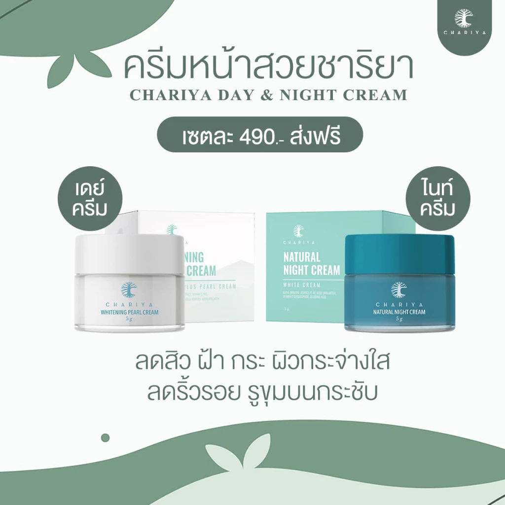 Chariya เซทหน้าสวยมินิ เดย์ครีม ไนท์ครีม 5g แถมเซรั่มแพลงตอน 10g thumbnail 3