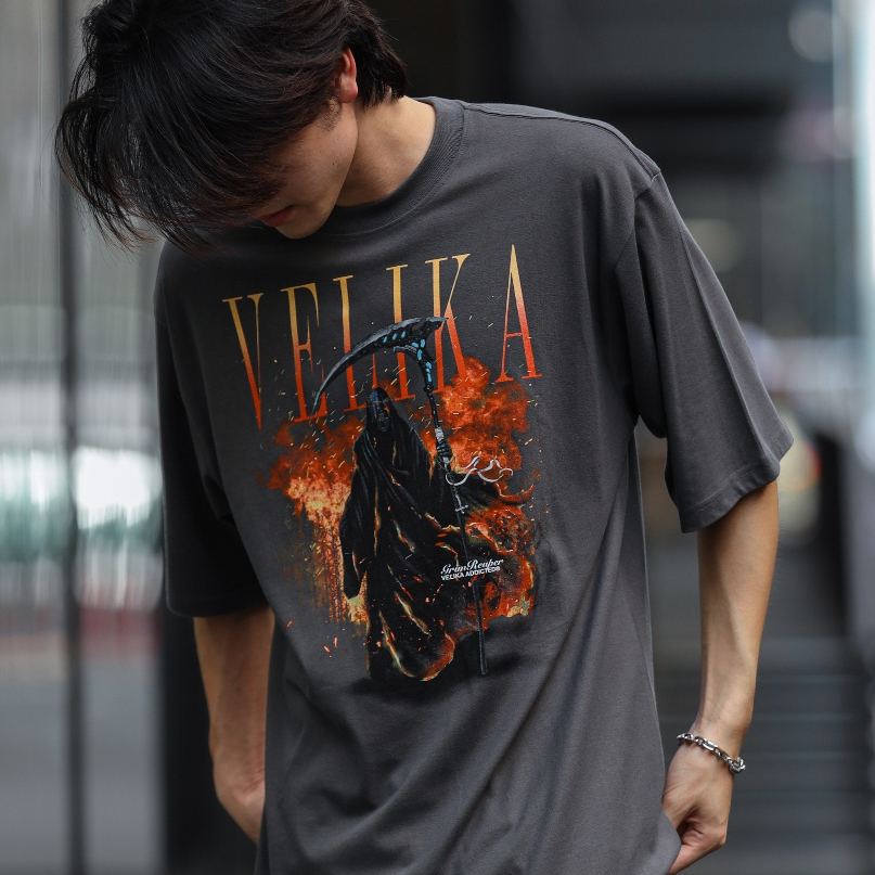 เสื้อ Oversize - "Grim Reaper" [Dark Grey] | Velika