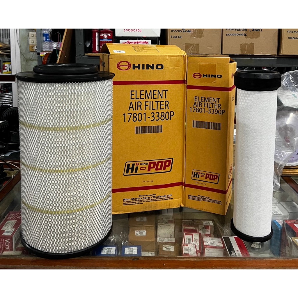 กรองอากาศ Hino Mega FM1J, FL1J, FG8J (เครื่อง JO8E) ลูกนอก, ลูกใน ยี่ห้อแท้เบิกห้างฮีโน่ hi-pop