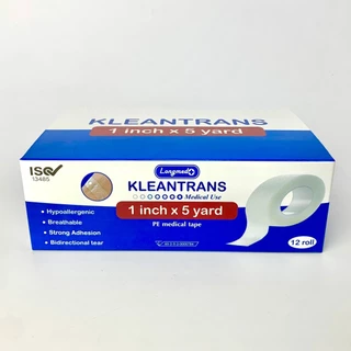 [ขายยกกล่อง 12 ม้วน] เทปแต่งแผล ชนิดใส เทปเยื่อกระดาษ Longmed Kleantrans Kleanpore เทปกาว คลีนพอร์ คลีนทรานซ