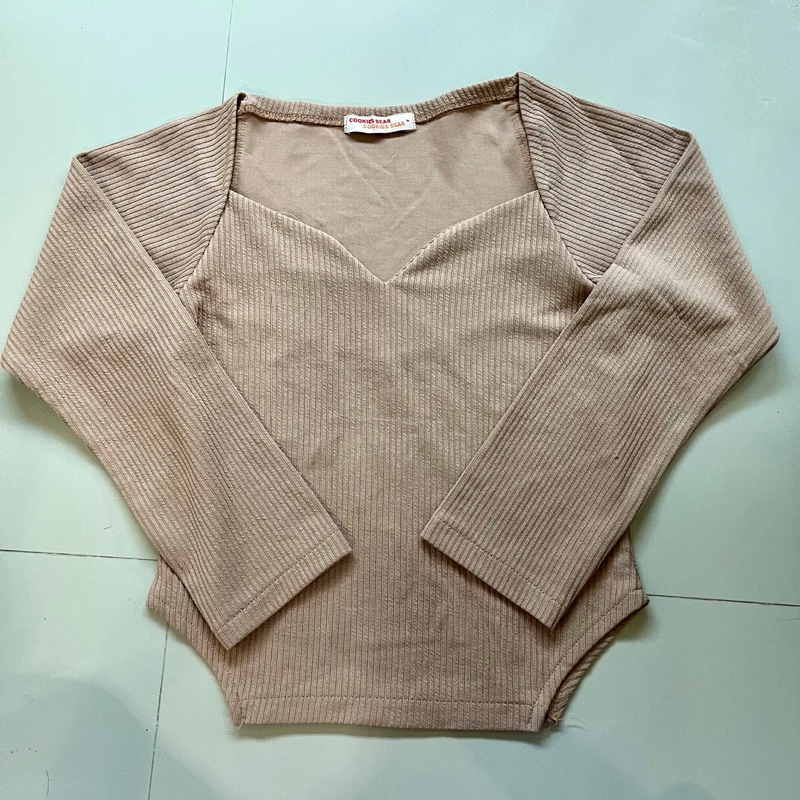 เสื้อ cookies bear 🐻 แขนยาวผ้าไหมพรมผ้าร้องหนา อกหัวใจ พร้อมส่ง🔥🌹