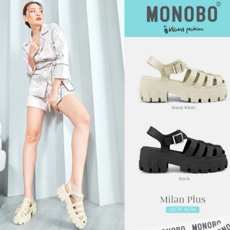 NFshoes✨️ รองเท้ารัดข้อ Monobo รองเท้าแฟชั่นส้นแบน New ปรับแบบเข็มขัดได้ รุ่น Milan Plus